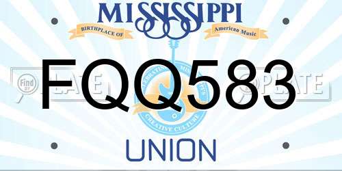 FQQ583 Mississippi License Plate
