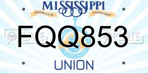 FQQ853 Mississippi License Plate