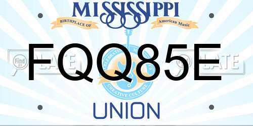 FQQ85E Mississippi License Plate