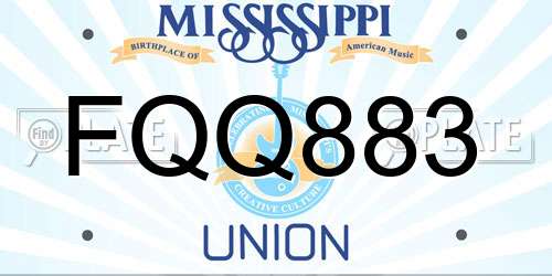 FQQ883 Mississippi License Plate