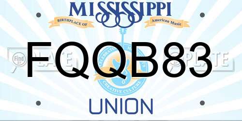 FQQB83 Mississippi License Plate