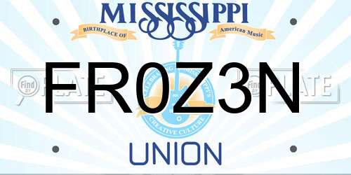 FR0Z3N Mississippi License Plate