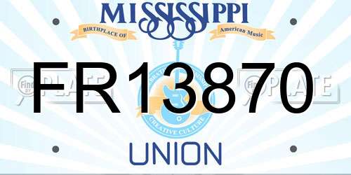 FR13870 Mississippi License Plate