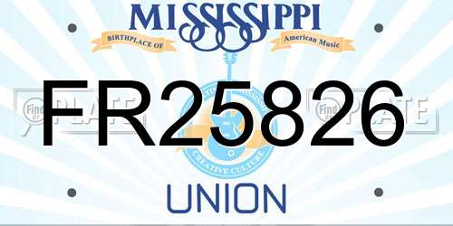 FR25826 Mississippi License Plate