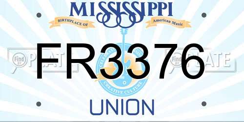 FR3376 Mississippi License Plate