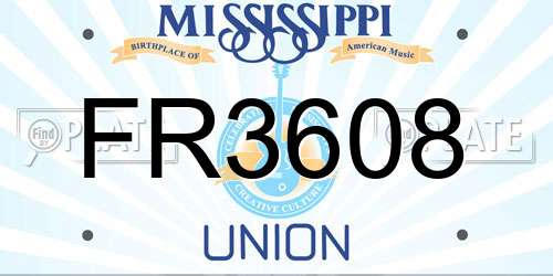 FR3608 Mississippi License Plate