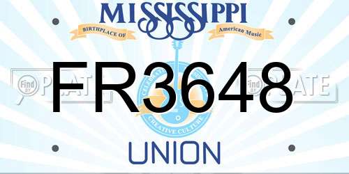 FR3648 Mississippi License Plate
