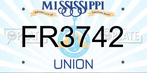 FR3742 Mississippi License Plate