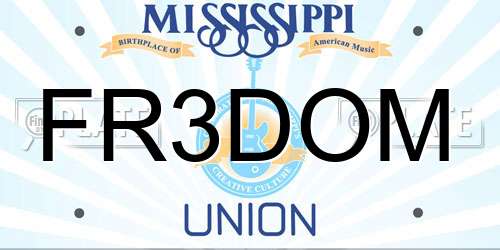 FR3DOM Mississippi License Plate