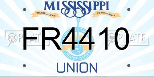 FR4410 Mississippi License Plate