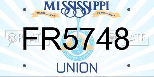 FR5748 Mississippi License Plate