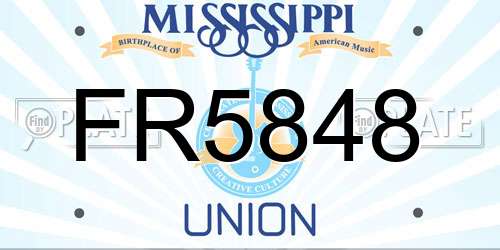 FR5848 Mississippi License Plate
