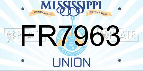 FR7963 Mississippi License Plate