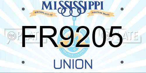 FR9205 Mississippi License Plate
