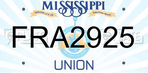 FRA2925 Mississippi License Plate