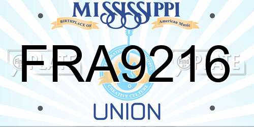 FRA9216 Mississippi License Plate