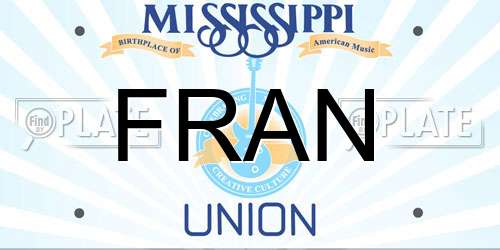 FRAN Mississippi License Plate
