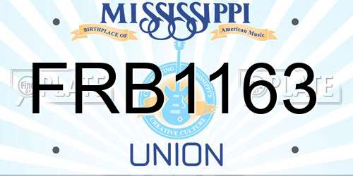 FRB1163 Mississippi License Plate