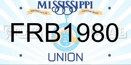 FRB1980 Mississippi License Plate