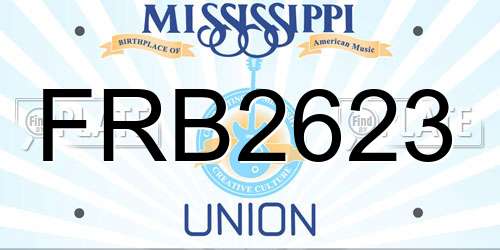 FRB2623 Mississippi License Plate