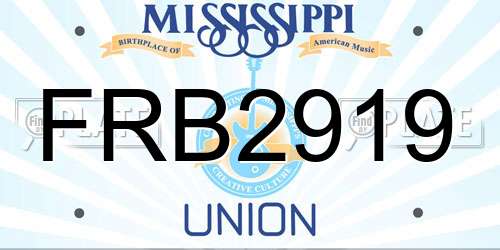 FRB2919 Mississippi License Plate