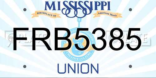 FRB5385 Mississippi License Plate