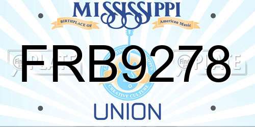 FRB9278 Mississippi License Plate