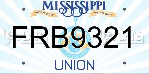 FRB9321 Mississippi License Plate