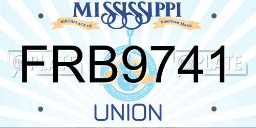 FRB9741 Mississippi License Plate