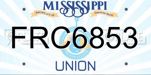 FRC6853 Mississippi License Plate