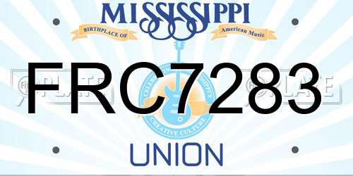 FRC7283 Mississippi License Plate
