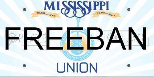 FREEBAN Mississippi License Plate