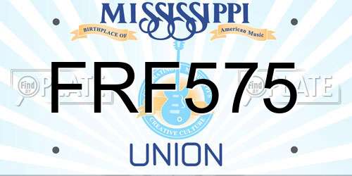 FRF575 Mississippi License Plate