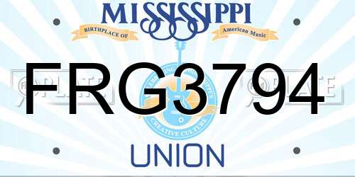 FRG3794 Mississippi License Plate