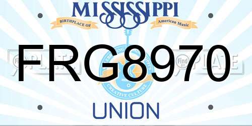 FRG8970 Mississippi License Plate