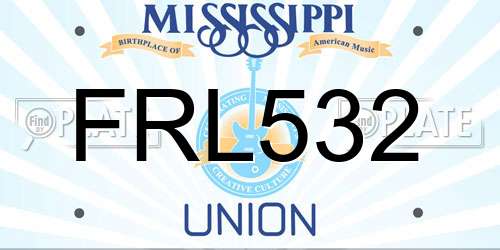 FRL532 Mississippi License Plate