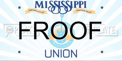 FROOF Mississippi License Plate