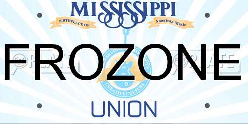 FROZONE Mississippi License Plate