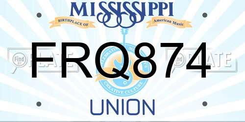 FRQ874 Mississippi License Plate