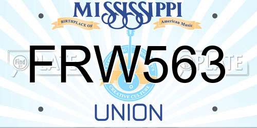 FRW563 Mississippi License Plate
