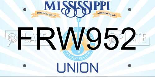 FRW952 Mississippi License Plate