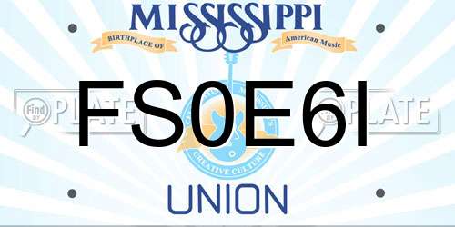 FS0E6I Mississippi License Plate