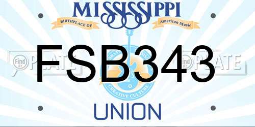 FSB343 Mississippi License Plate