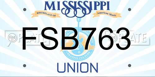 FSB763 Mississippi License Plate