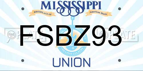 FSBZ93 Mississippi License Plate