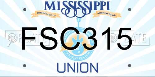 FSC315 Mississippi License Plate