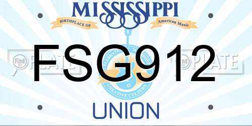 FSG912 Mississippi License Plate
