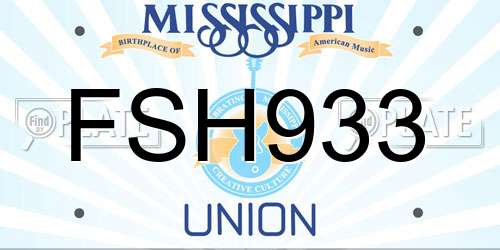 FSH933 Mississippi License Plate