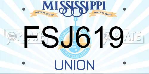 FSJ619 Mississippi License Plate