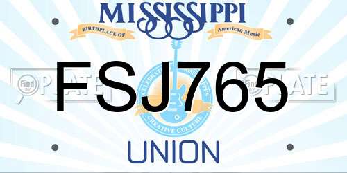 FSJ765 Mississippi License Plate